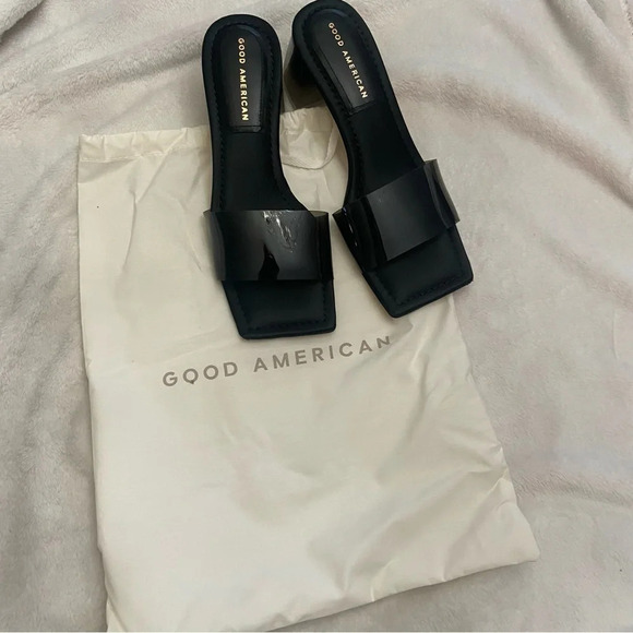 New! Good American Sandals Womens Ombre Black Block Heel Sz 7 - Picture 4 of 9